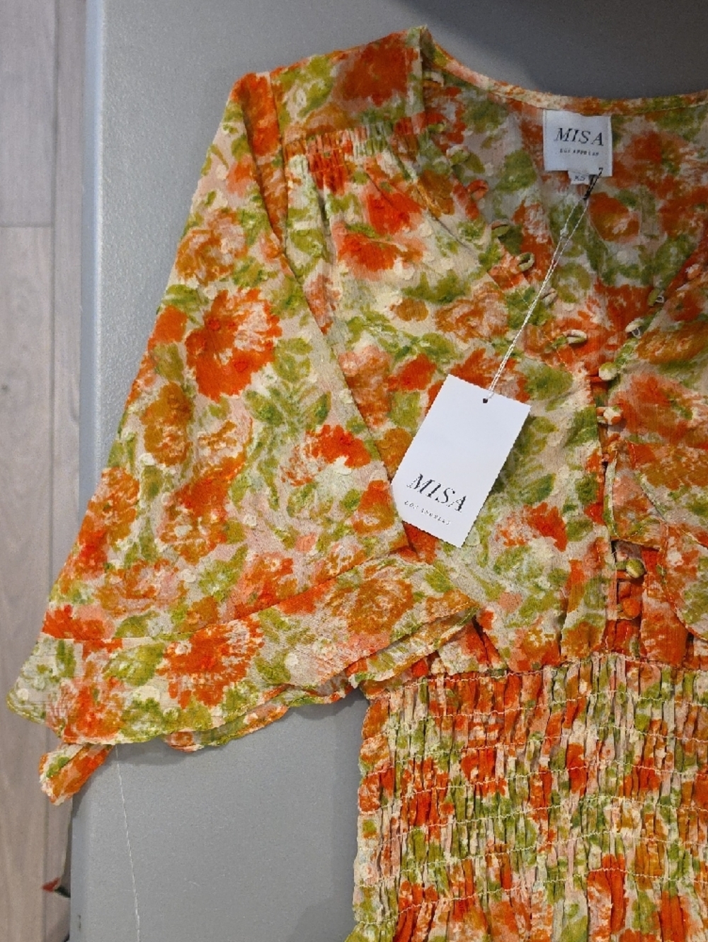 Misa Los Angeles Floral Mini Dress in Orange, Green, Cream size XS new with tags - Picture 10 of 10
